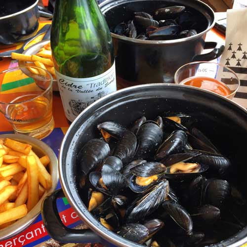 Moules Frites with Brenton Cider. Photo by Rich Grant