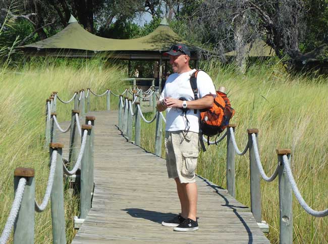 The author in Vumbura Plains Camp in the Okavango Delta, Botswana. 