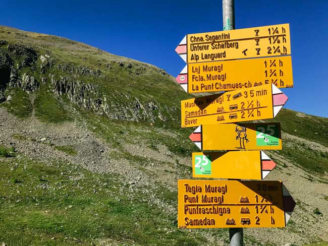 Hiking Alp Languard, along the Muottas Muragl trail. Photo by Jamie Siebrase