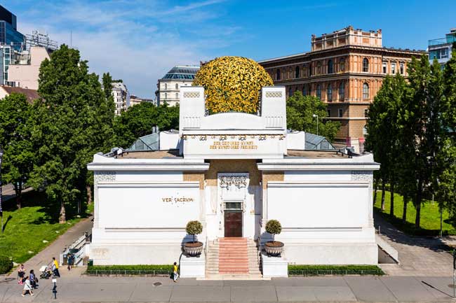 The Secession Building, with its golden dome, is one of the most remarkable examples of Art Nouveau architecture in Vienna. Photo credit: WienTourismus-Christian Stemper