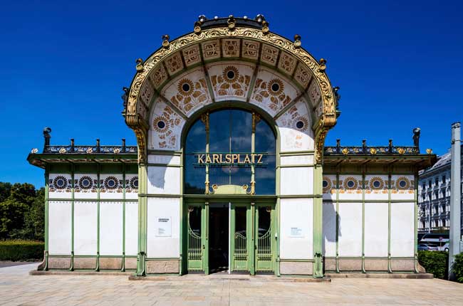 Designed as a train station by architect Otto Wagner, this structure near the Secession Building now houses a museum and a café. Photo credit: WienTourismus-Christian Stemper