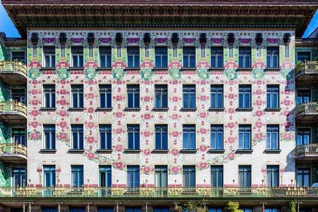 This apartment building clad with floral tiles is another example of how architect Otto Wagner left his mark on Vienna’s architecture. (Photo credit: WienTourismus-Christian Stemper)