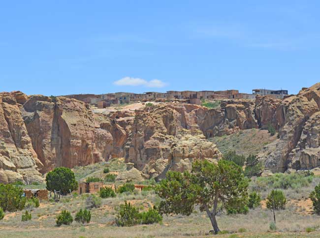 Sky City sits atop a sun-baked mesa 367 feet above the valley floor. 