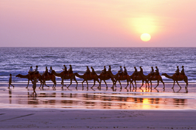 You can even take a camel ride on the beach at sunset in Broome. 