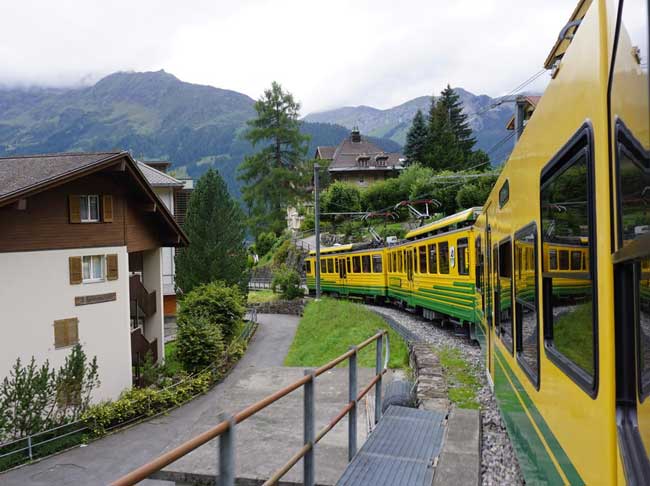 The Wengneralp train runs from Lauterbrunnen to Wengen and Kleine Scheidegg.