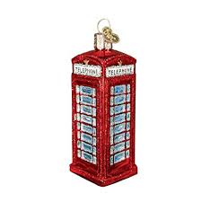 English Phone Booth Glass Blown Ornament Amazon