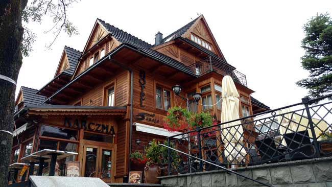 One of the many hotel-restaurants in the Alpine town of Zakopane. Photo by Eric D Goodman