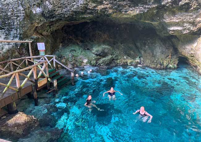 Swimmers at Hoyo Azul (the Blue Hole) at Scape Park. 