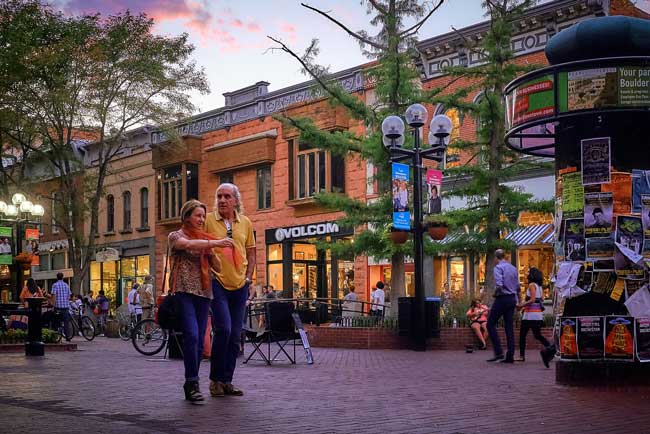 Pearl Street is the heart of Boulder, Colorado. Flickr/Pedro Szekely