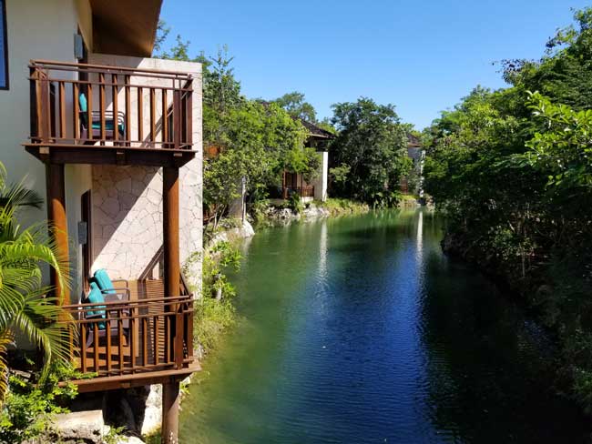 Casitas along the canal at Fairmont Mayakoba, Riviera Maya. Photo by Carrie Dow