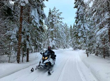 Snowmobiling in Quebec. Photo by Janna Graber
