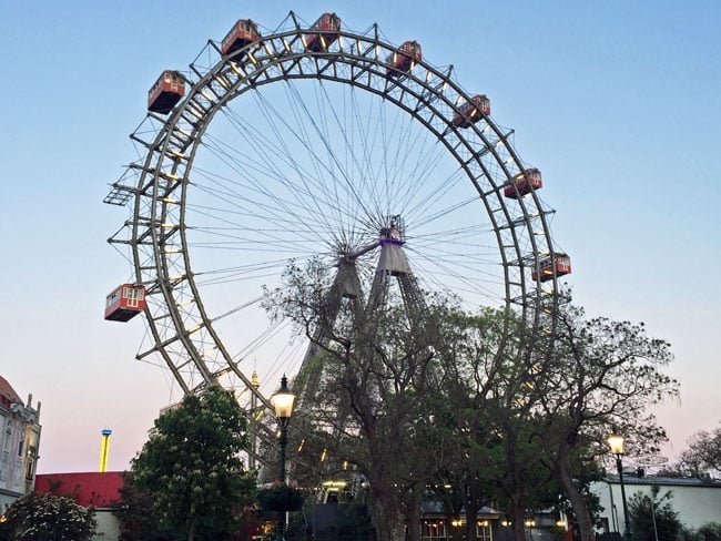 The Riesenrad is the historic giant ferris wheel in Vienna