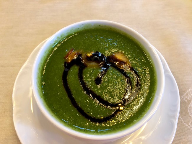 Asparagus soup made in cooking class. Photo by Claudia Carbone
