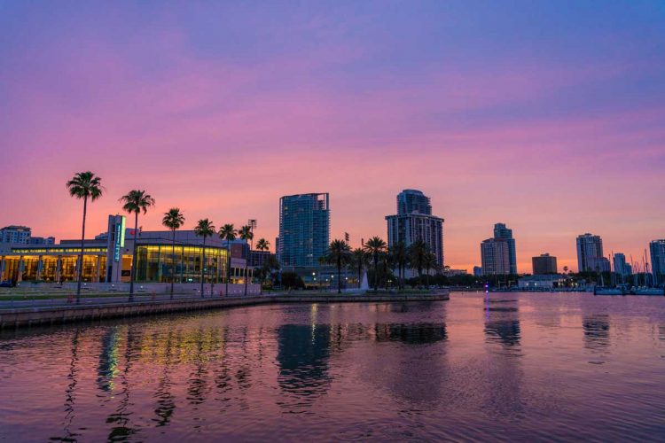 St. Petersburg, Florida at sunset.