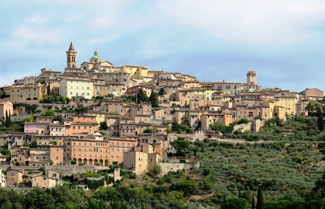 The village of Trevi is surrounded by olive groves. Photo by Victor Block