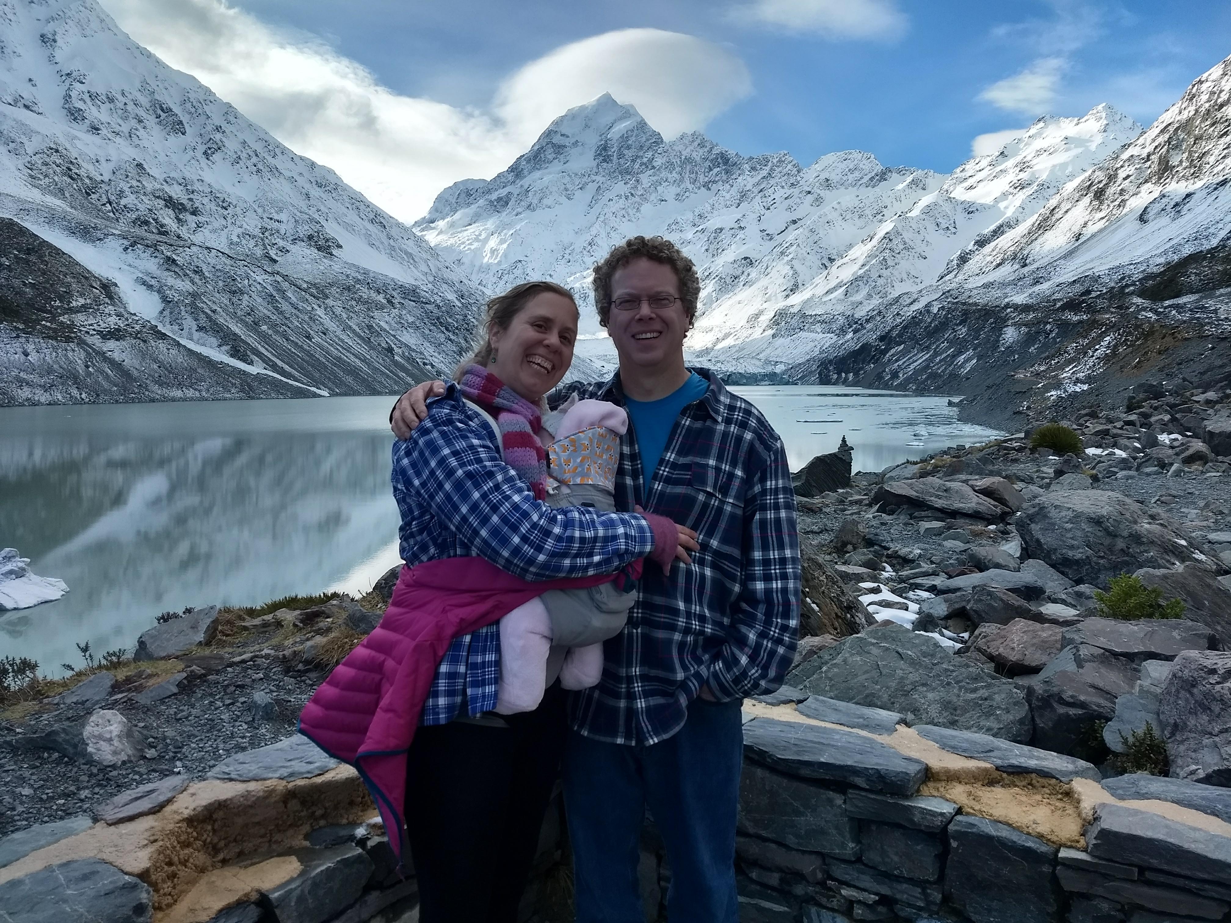 Jill, Cliff & Poppy at Mt. Cook. Photo by Jill Chafin.