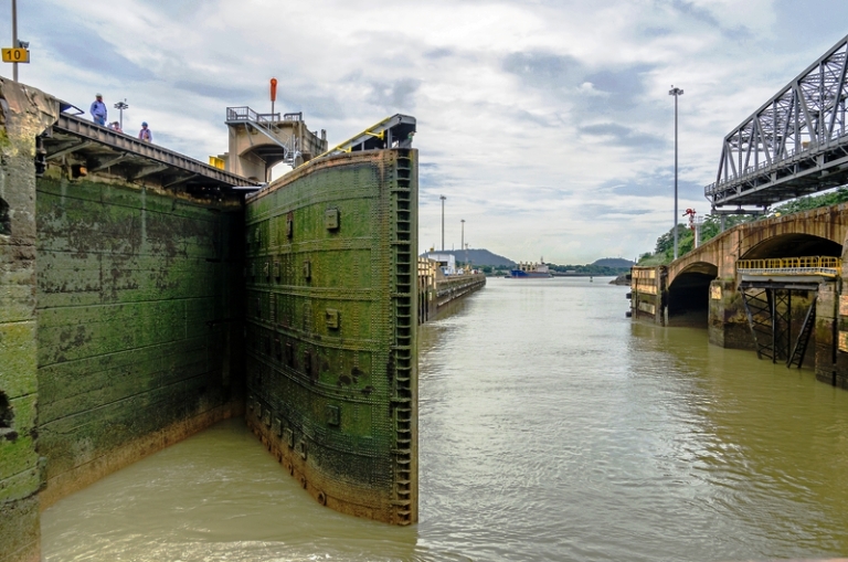 Miraflores Lock on the Panama Canal. Photo by Fyllis Hockman