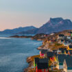 Colorful houses along the coast in Nuuk Greenland