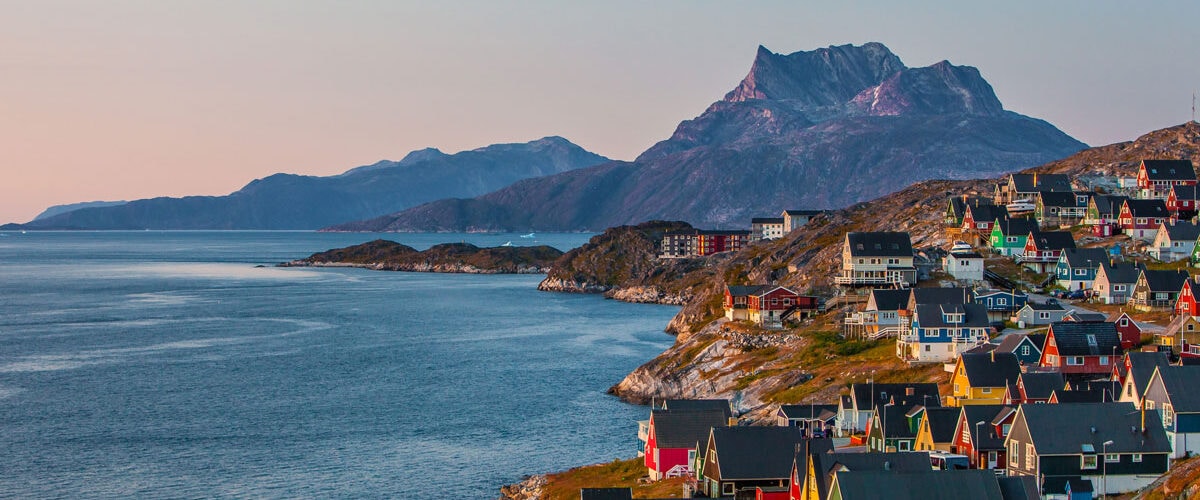 Colorful houses along the coast in Nuuk Greenland
