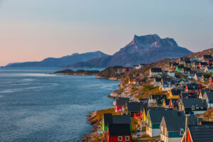 Colorful houses along the coast in Nuuk Greenland