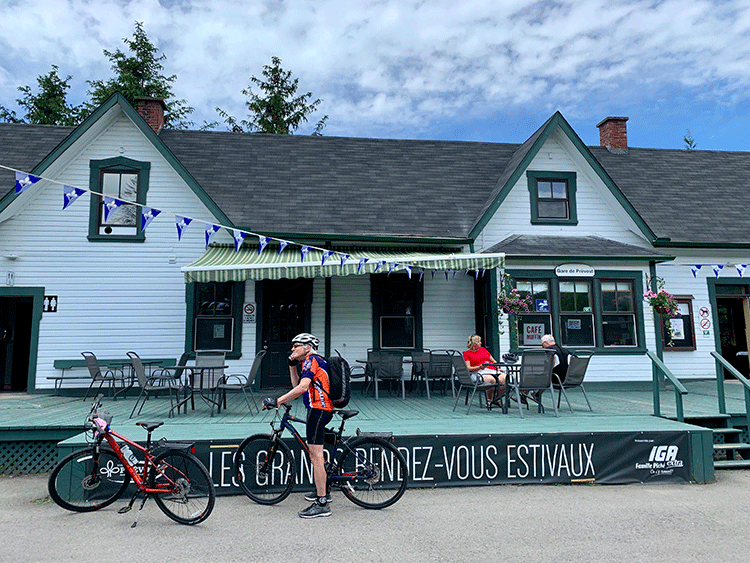 Rest Stop at Converted Depot while Cycling Le P’tit Train du Nord