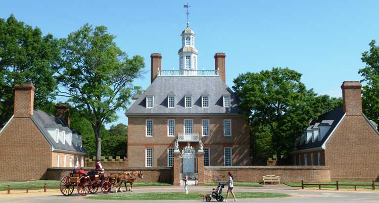 Williamsburg -- The Governor's Palace. The wealth of Williamsburg was created by the enslaved population, which was 50% of the residents at the time of the Revolution