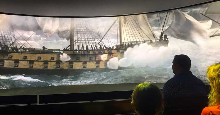 The American Revolution Museum at Yorktown uses 4D films where cannonballs come right at you, the theater fills with smoke during battles, the seats shake every time a cannon fires, and you can actually smell coffee and chocolate in some of the scenes.