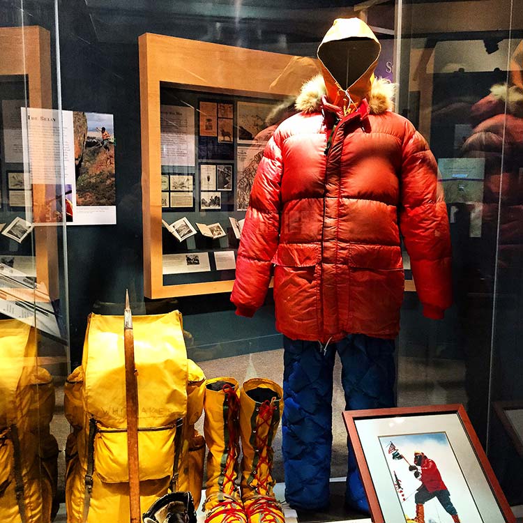 Eddie Bauer exhibit at American Mountaineering Museum. Photo by Rich Grant.