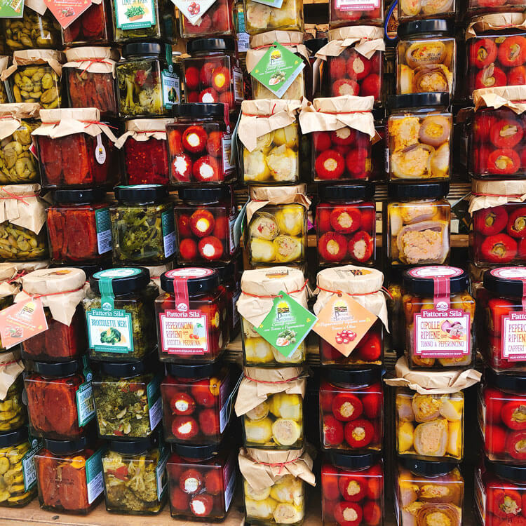 Food vendors at the market.