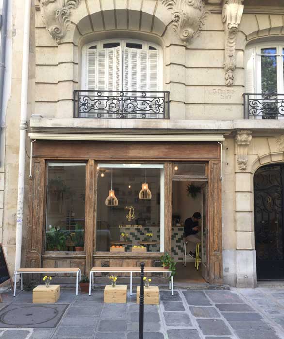 Some of the best coffee spots in Paris are in the Marais, where bright, light coffee shops like Yellow Tucan get everything right.