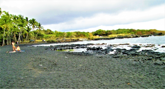 A Black Sand Beach on Hawaii Island. Photo by Victor Block