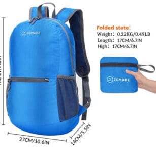 Zomake packable back pack.