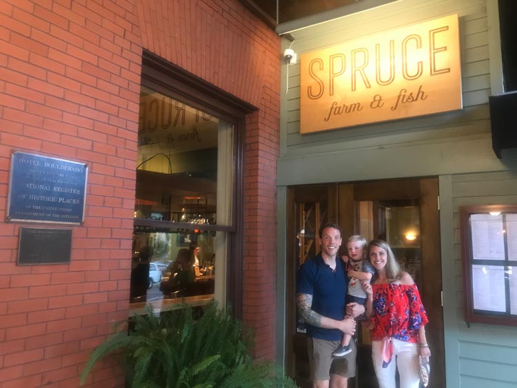 The author and her family at Spruce Farm and Fish in Boulder