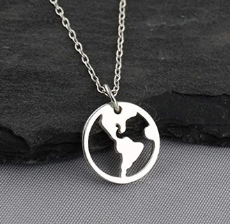 World globe sterling silver pendant 