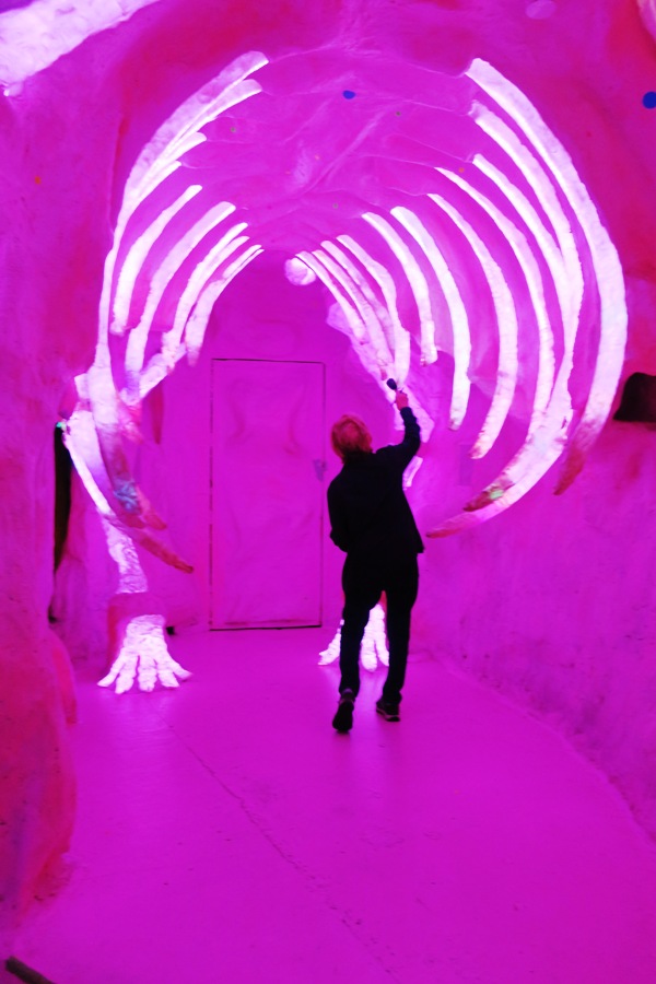 Playing Dinosaur Bones at Meow Wolf Brings on a Sound and Light Show. Photo by Victor Block