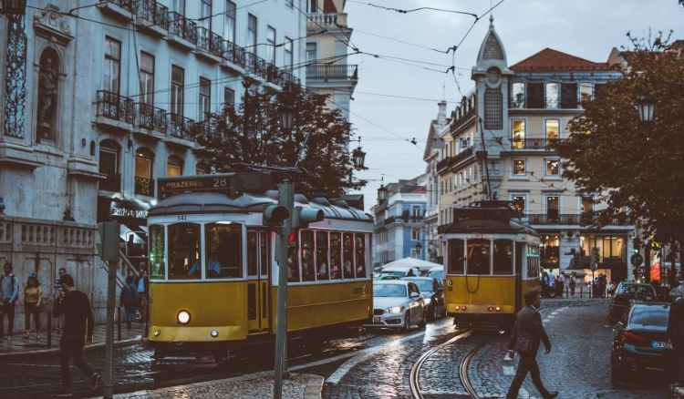 Trams in Lisbon, Portugal