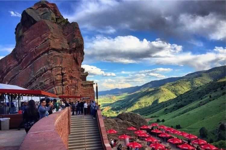 Red Rocks Amphitheatre in Denver with its iconic natural red rock formations