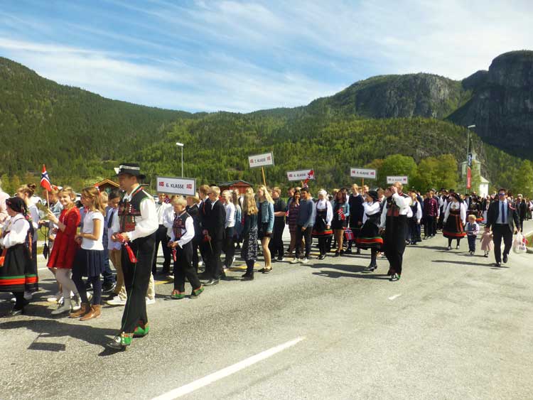 Brass band parade in Valle, Norway