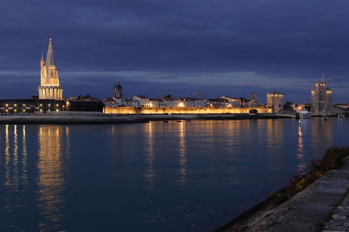 La Rochelle, France at night. Photo by Francis Giraudon