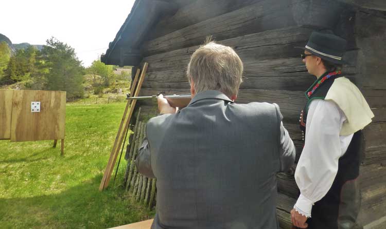 After the parade in Valle, Norway, you can compete in wood stacking and target shooting.