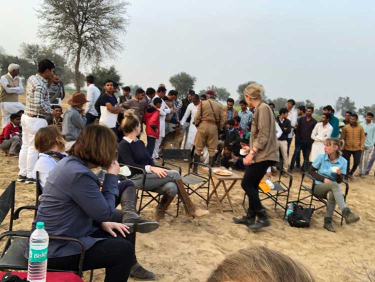 Crowds of villagers at our camp in Rajasthan, India