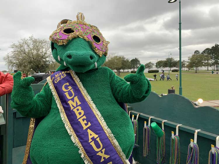 Gumbeaux the Mardi Gras Gator