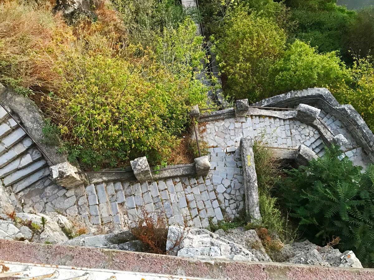 Stairwell from the castle bridge leading down to the Russian gate in Kamianets-Podilskyi. Photo by Amanda Renna