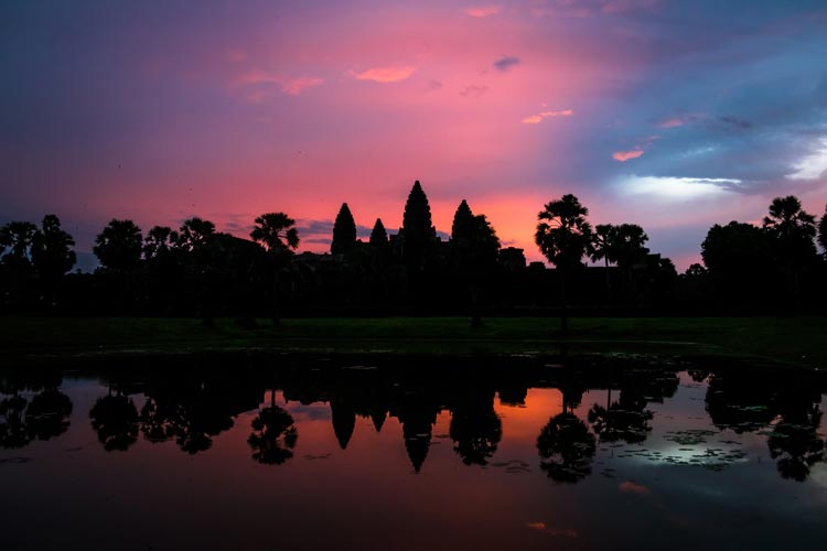 Sunrise over the Angkor Wat temple