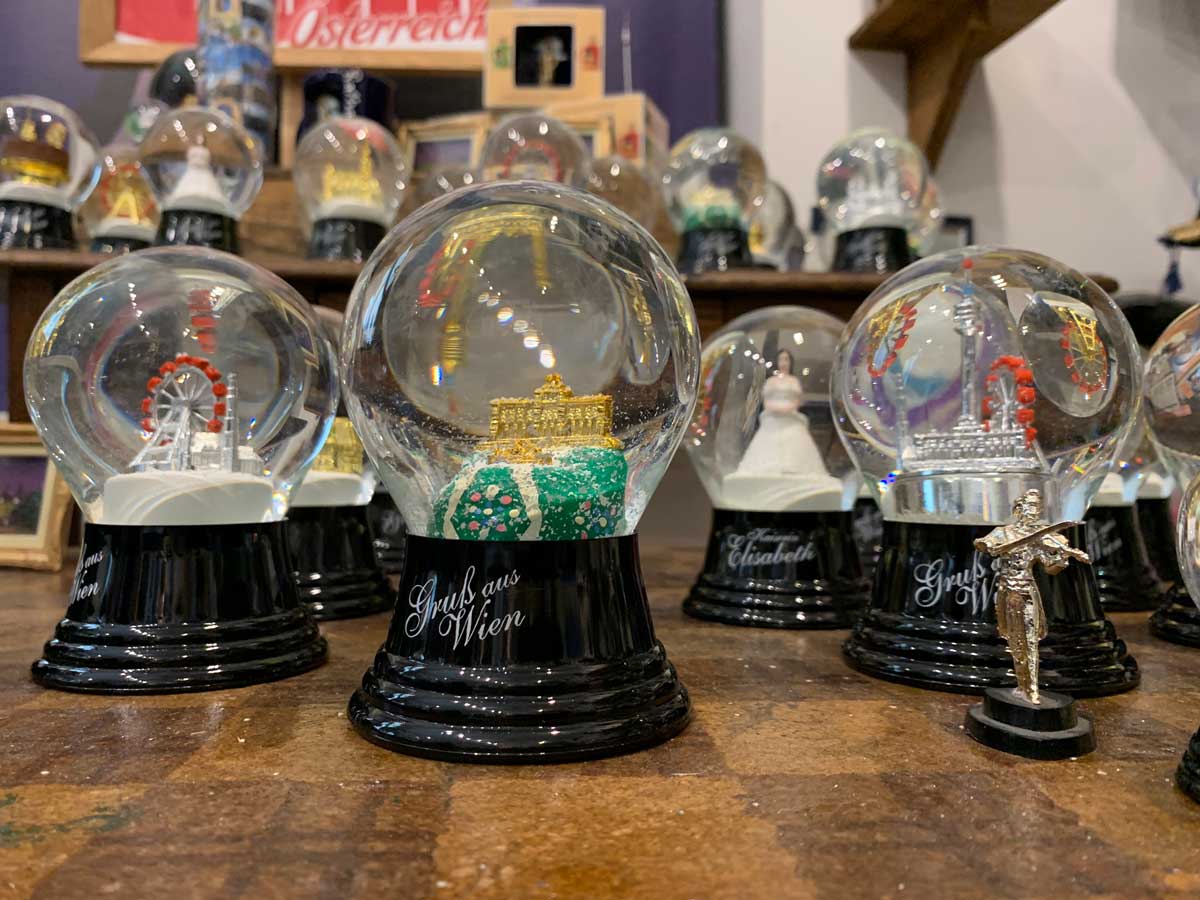 The snow globe store at the Original Snowglobe Factory in Vienna. Photo by Janna Graber
