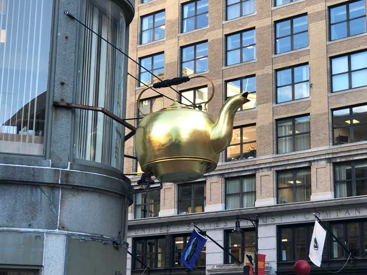 This giant tea kettle in Boston was created in the 1870s to advertise the Oriental Tea Company. Photo by Kim Foley MacKinnon