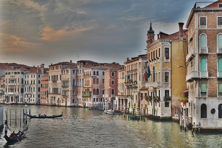 Boats are romaing around on grand canal, venice, Italy