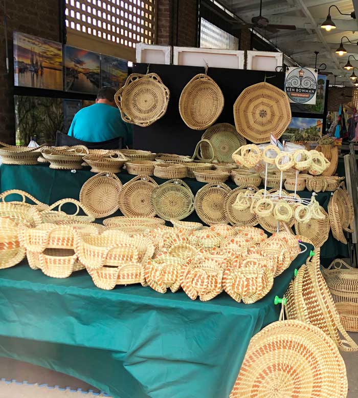 Sweetgrass baskets at Charleston City Market. 