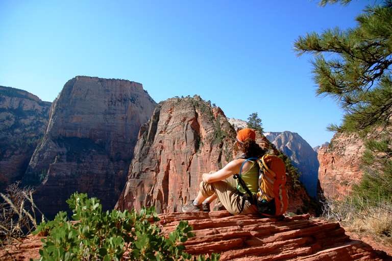 A hiker looks out over Zion National Park in Utah. Photo courtesy of Zion National Park