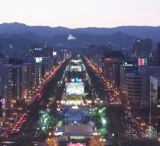 View of Hokkaido city in Japan.